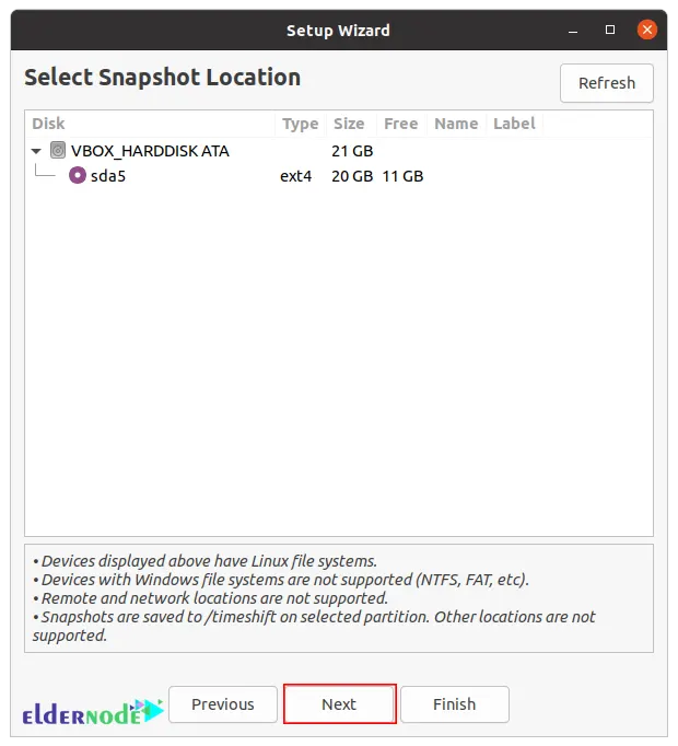 how to select snapshot-location