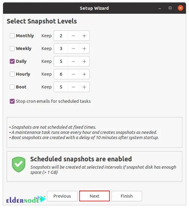 how to select snapshot-levels