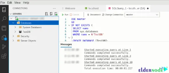 Create-database-enter-code on azure