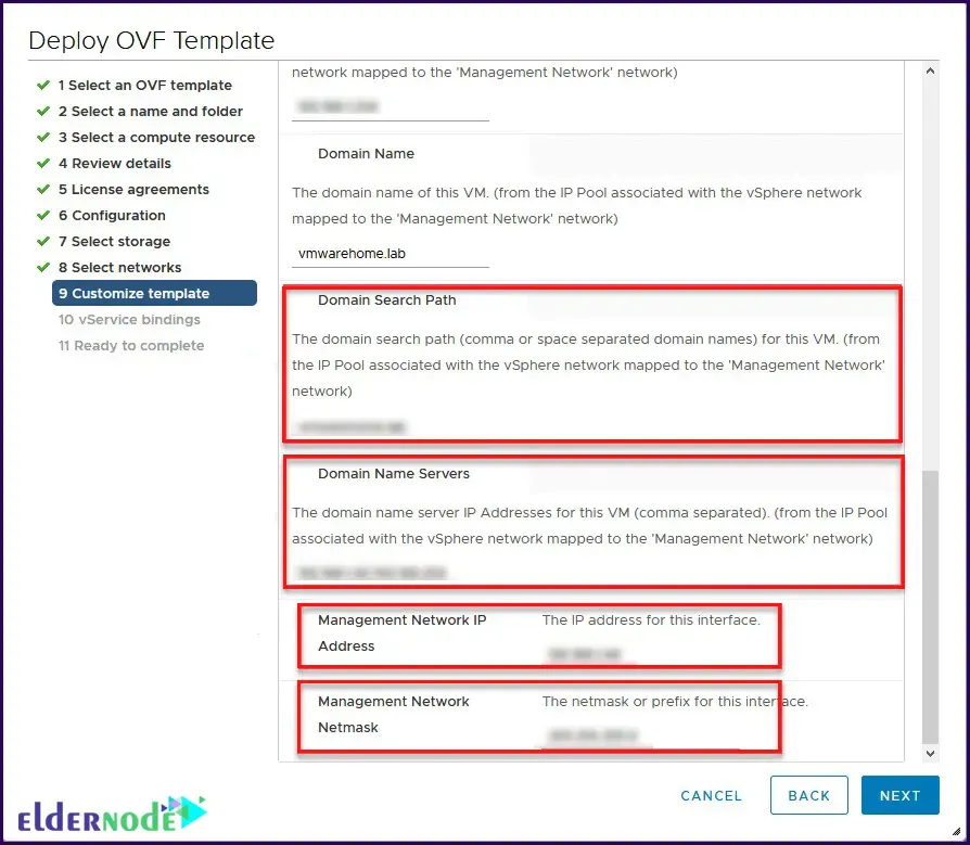 vSphere customize template
