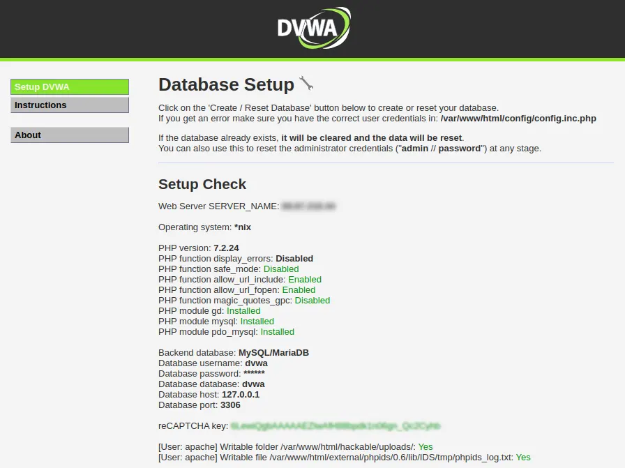 configuring the dvwa on centos 7
