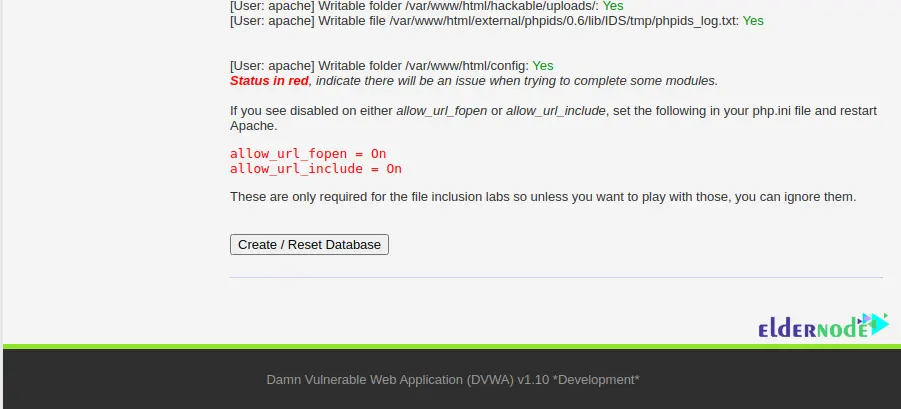 configuring the dvwa