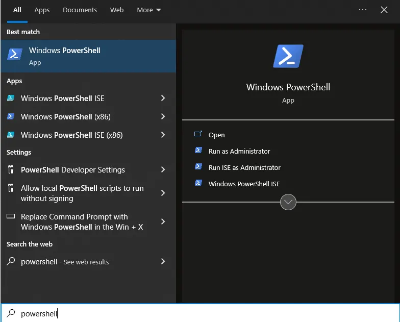 powershell on windows 10