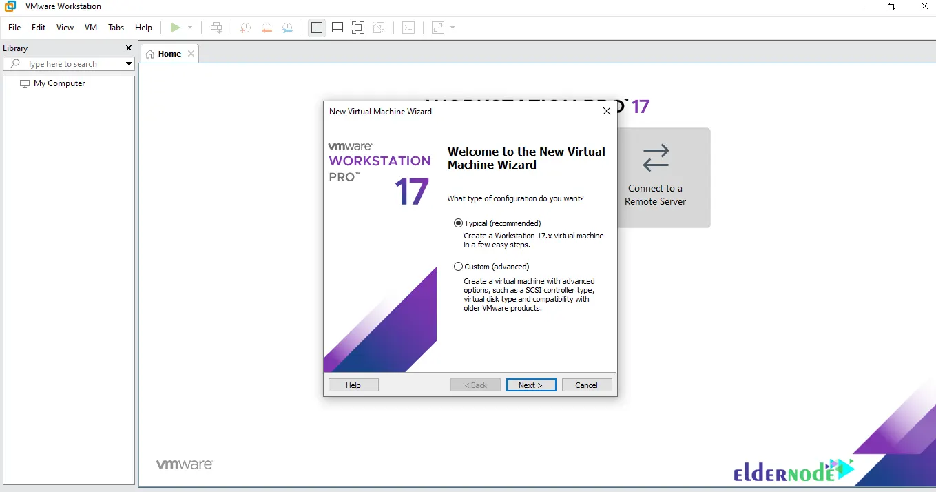 select the configuration type on vmware