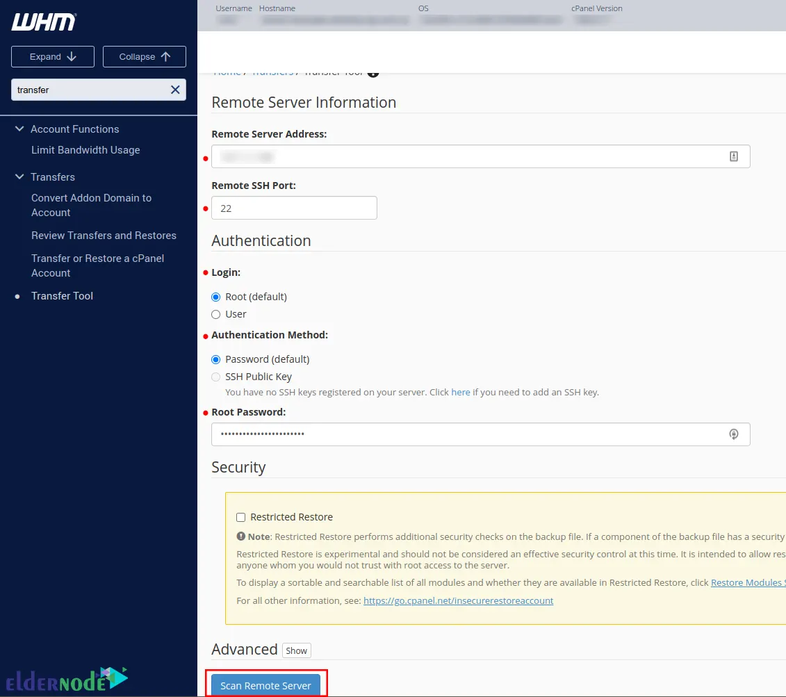 WHM-transfer-tool-scan-remote-server
