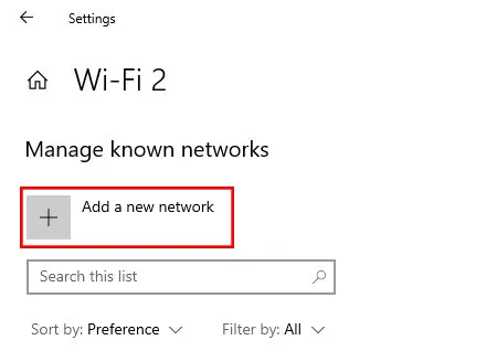 Add-new-network- WiFi Adapter Issues on Windows 10