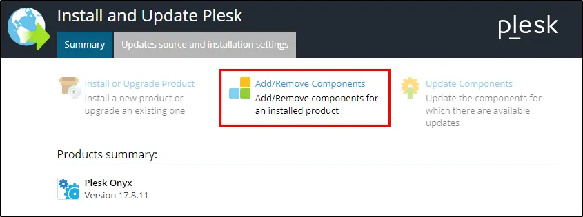 Add-or-remove-components-Plesk