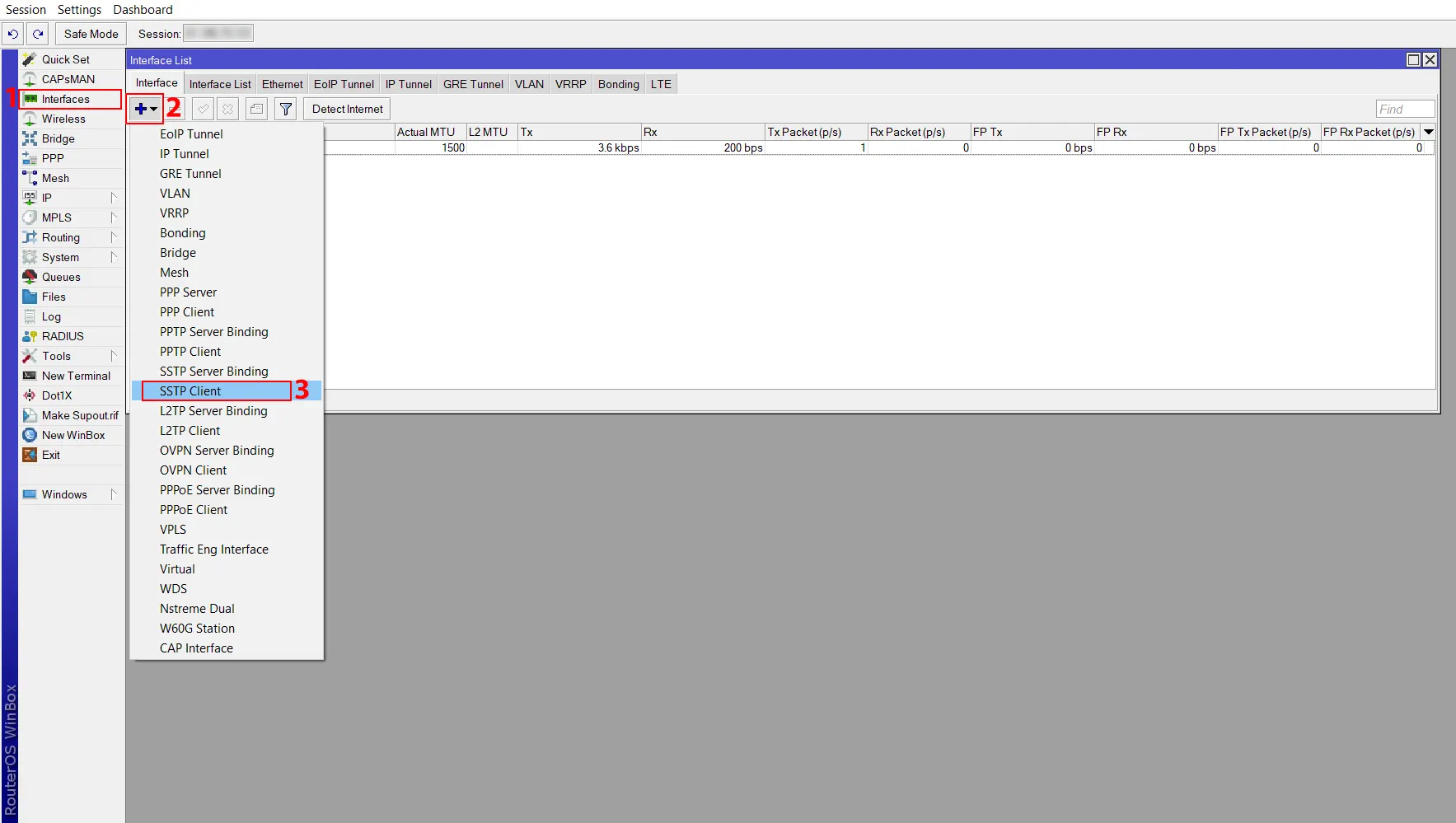 SSTP-Client-interfaces-tab - Configure SSTP on Mikrotik