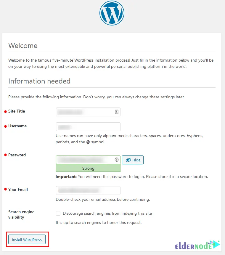 WordPress-welcome-page- Install WordPress on InterWorx