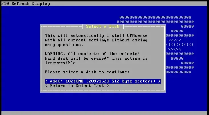 Choose-disk-to-install-OPNsense