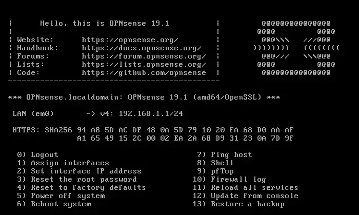OPNsense-options-page