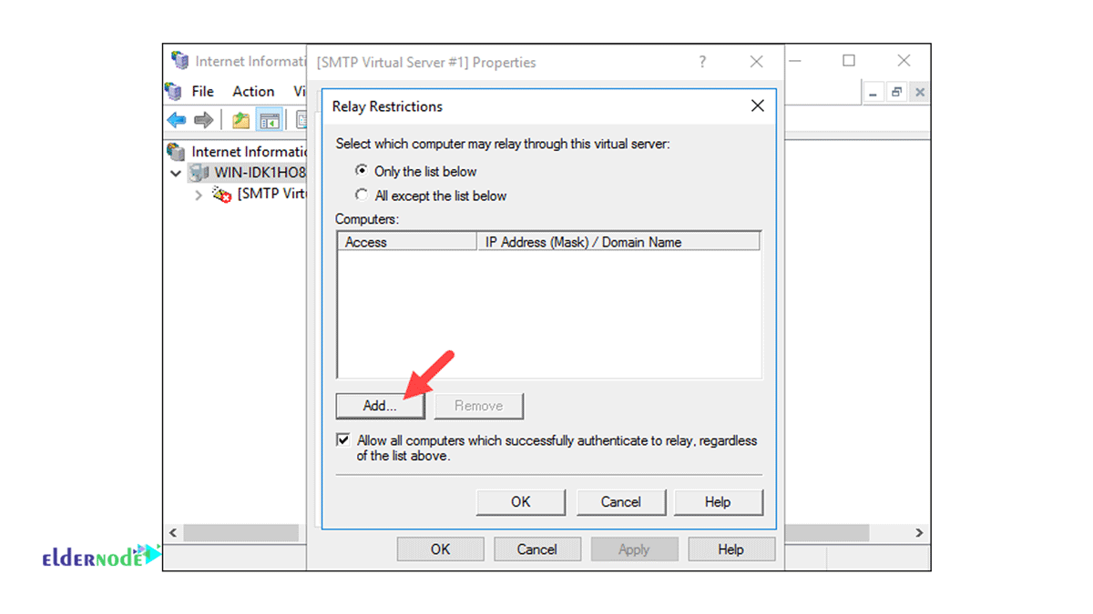 add local ip to smtp relay access